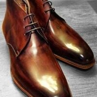 Handmade Brown Polishing Formal Chukka Dress Boot For Mens - Thumbnail 1