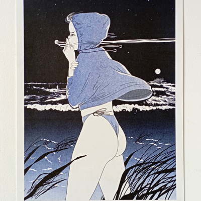 Blue beach print