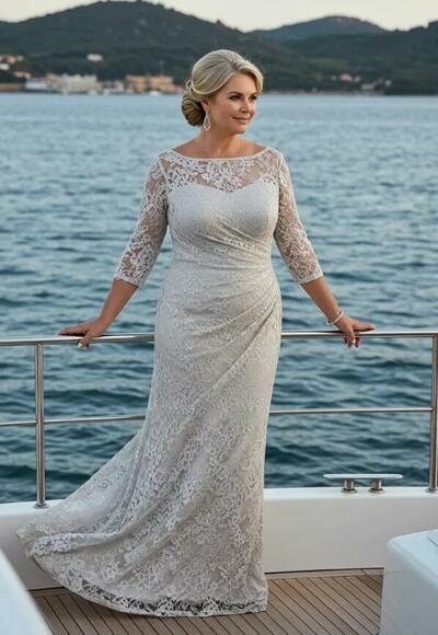 Plus Size Sheath Lace Mother of Bride/Groom Dress Evening Formal Gown