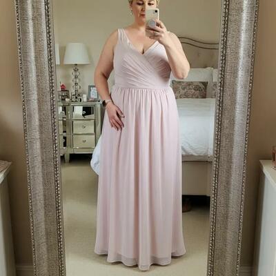 Plus size a line pink chiffon mother of bride/groom dress evening formal gown