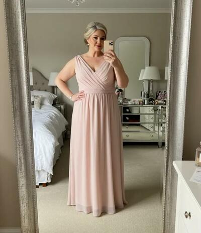 Plus Size Pink Chiffon Mother of Bride/Groom Dress Evening Formal Gown
