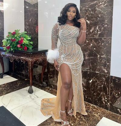 Illusion Mermaid Prom Dress Pearls Beaded Evening Formal Party Second Reception Birthday Engagement Gowns Dress Robe De Soiree 