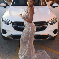 Ivory Illusion Mermaid Prom Dresses Crystals Pearls Sequined Evening Formal Party Second Reception Birthday Gowns Dress For Special - Thumbnail 2