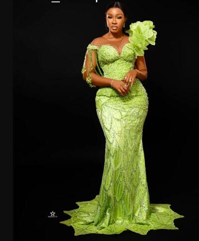 Green Mermaid Prom Dress Crystals Beaded Luxurious Evening Formal Party Second Reception Birthday Engagement Gowns Dresses