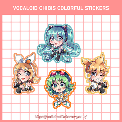 Vocaloid chibis colorful stickers