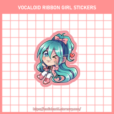 Vocaloid Ribbon Girl Hatsune Miku Chibi Stickers