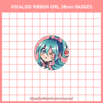 Vocaloid Ribbon Girl Hatsune Miku Chibi Badges