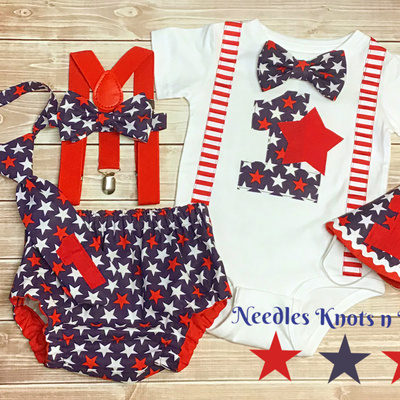 Boys patriotic cake smash outfit, 4th of july birthday outfit