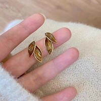 Trendy Leaf Flowers Sweet Earrings Fashion Stud Earrings for Women Jewelry gift - Thumbnail 4