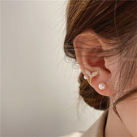  Luxury Zircon Fishtail Pearl Stud Earrings For Women  - Thumbnail 2