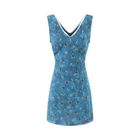 Floral Collar Chiffon Waist Sleeveless Short Dress - Thumbnail 2