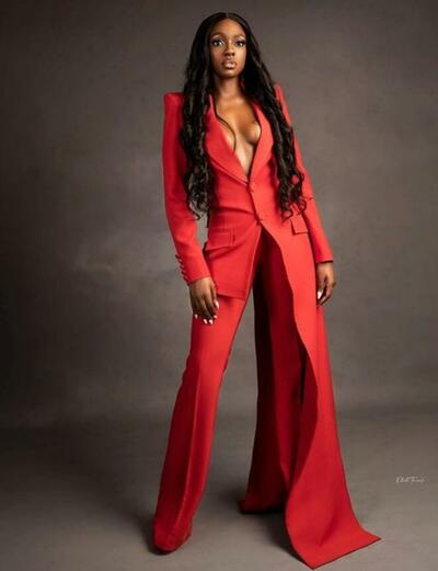 Red Women Suits Set 2 Pieces Super Long Blazer Wide Leg Pants Custom Made Fashion Office Lady Floor Length Party Prom Dress