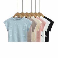 Round neck fashionable short belly button exposed T-shirt - Thumbnail 2