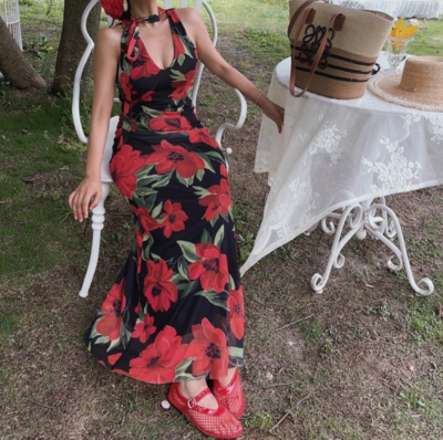 Fashion Sexy Printed Tulle Dress