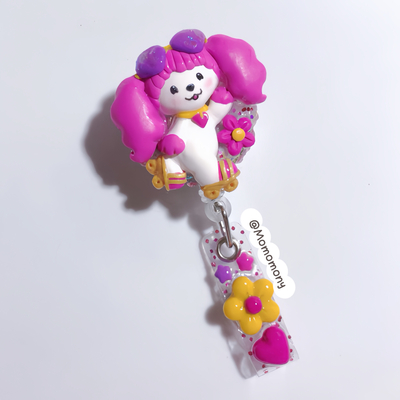 Kawaii badge reel 80's poochie dog 