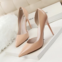 Women Party High Heels Office Patent Leather Pumps Lady Stiletto Low Heels  - Thumbnail 8