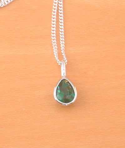 Sterling Silver Emerald Pendant & Chain/Emerald Necklace/Emerald Jewellery/Emerald Jewelry/Silver Emerald Necklace/May Birthstone/Gemstone Necklace/UK
