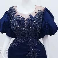 Royal Blue Mermaid Prom Dresses Lace Beaded Crystals Evening Formal Party Second Reception Birthday Engagement Gowns - Thumbnail 1