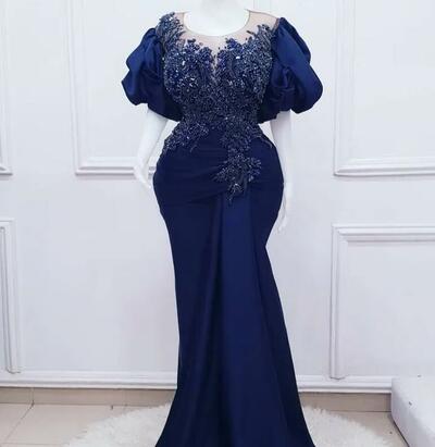 Royal Blue Mermaid Prom Dresses Lace Beaded Crystals Evening Formal Party Second Reception Birthday Engagement Gowns