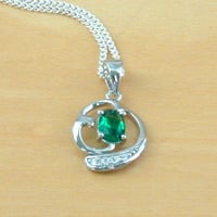 Sterling Silver Emerald Pendant & Chain/Emerald Necklace/Emerald Jewellery/Emerald Jewelry/Gemstone Necklace/UK - Thumbnail 5