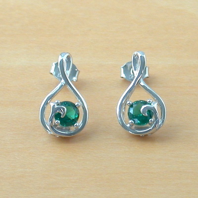 925 silver emerald (lab created) stud earrings/emerald studs/emerald jewelry/emerald jewellery/emerald jewelery/may birthstone/green earring