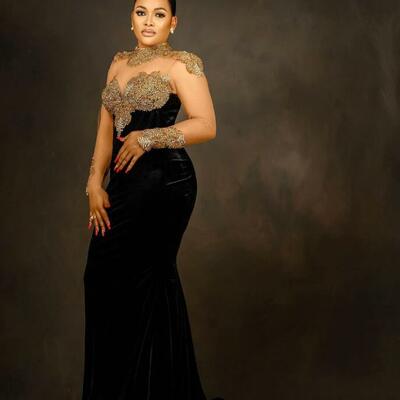 Black mermaid prom dresses lace beaded crystals evening formal party second reception birthday engagement gowns dress