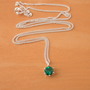 925 Emerald (Lab Created) Solitaire Pendant & 18" Silver Chain/Emerald Necklace/Emerald Jewelry/Emerald Jewellery/Green Gems/May Birthstone-1