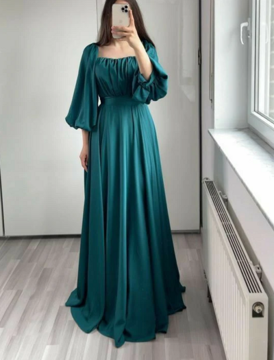 Fashion A Line Square Neck Long Party Dresses