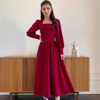 Modest a-line long sleeves prom dress for party