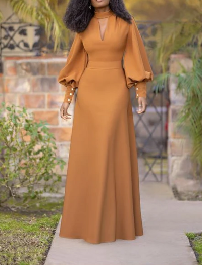 Vintage Fashion Long Puff Sleeve Prom Dresses