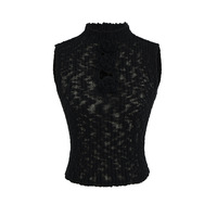 Casual 3D Flower Elastic Slim Ribbed Knit Vest - Thumbnail 3