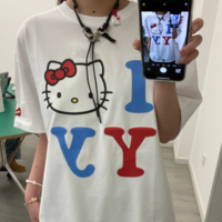 Kitty Kitten Cat Printed Pink Tee - Thumbnail 3