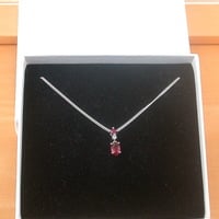 BOXED NECKLACE/Sterling Silver Ruby(Lab Created) Necklace/Ruby Pendant/Ruby Necklace/July Birthstone/Ruby Jewellery - Thumbnail 7