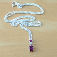 BOXED NECKLACE/Sterling Silver Ruby(Lab Created) Necklace/Ruby Pendant/Ruby Necklace/July Birthstone/Ruby Jewellery - Thumbnail 2