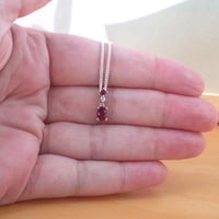 BOXED NECKLACE/Sterling Silver Ruby(Lab Created) Necklace/Ruby Pendant/Ruby Necklace/July Birthstone/Ruby Jewellery - Thumbnail 3