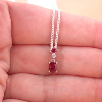 BOXED NECKLACE/Sterling Silver Ruby(Lab Created) Necklace/Ruby Pendant/Ruby Necklace/July Birthstone/Ruby Jewellery - Thumbnail 4