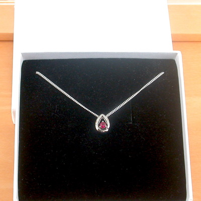 Boxed necklace/sterling silver ruby(lab created) necklace/ruby pendant/ruby necklace/july birthstone/ruby jewellery
