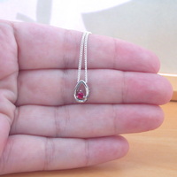 BOXED NECKLACE/Sterling Silver Ruby(Lab Created) Necklace/Ruby Pendant/Ruby Necklace/July Birthstone/Ruby Jewellery - Thumbnail 4