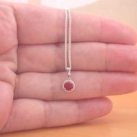 BOXED NECKLACE/Sterling Silver Ruby(Lab Created) Necklace/Ruby Pendant/Ruby Necklace/July Birthstone/Ruby Jewellery - Thumbnail 4