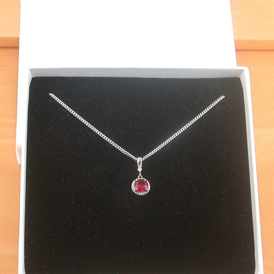 Boxed necklace/sterling silver ruby(lab created) necklace/ruby pendant/ruby necklace/july birthstone/ruby jewellery