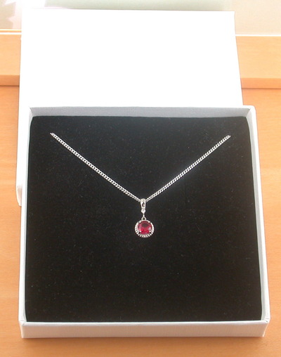 BOXED NECKLACE/Sterling Silver Ruby(Lab Created) Necklace/Ruby Pendant/Ruby Necklace/July Birthstone/Ruby Jewellery