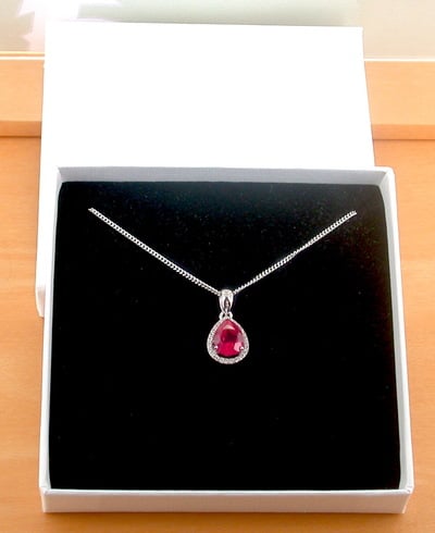 BOXED NECKLACE/Sterling Silver Ruby(Lab Created) Necklace/Ruby Pendant/Ruby Necklace/July Birthstone/Ruby Jewellery