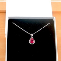 BOXED NECKLACE/Sterling Silver Ruby(Lab Created) Necklace/Ruby Pendant/Ruby Necklace/July Birthstone/Ruby Jewellery - Thumbnail 7