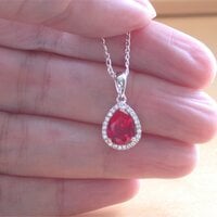 BOXED NECKLACE/Sterling Silver Ruby(Lab Created) Necklace/Ruby Pendant/Ruby Necklace/July Birthstone/Ruby Jewellery - Thumbnail 4