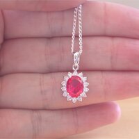 BOXED NECKLACE/Sterling Silver Ruby(Lab Created) Necklace/Ruby Pendant/Ruby Necklace/July Birthstone/Ruby Jewellery - Thumbnail 3