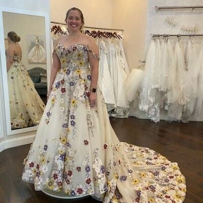 Plus size floral wedding dress, lace ball gown wedding dress bridal gown