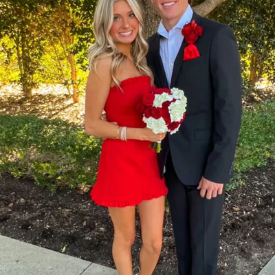 Strapless red short homecoming dresses - Thumbnail 1
