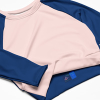 Recycled long-sleeve crop top Blue - Thumbnail 1
