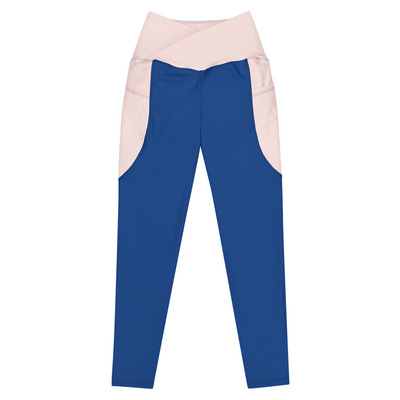 Crossover leggings with pockets blue