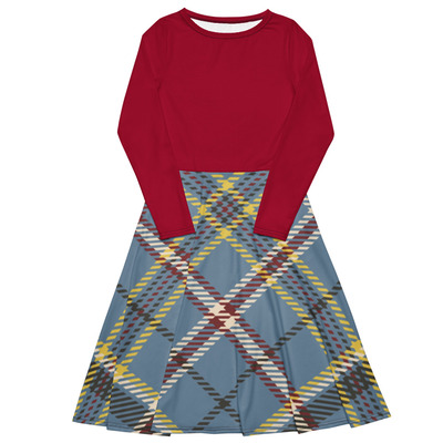 Plaid long sleeve midi dress